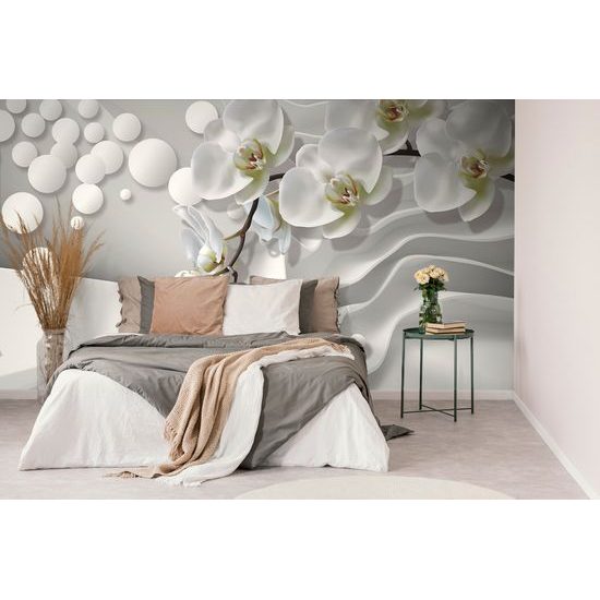 Samolepiaca tapeta elegantný kvet orchidey na abstraktnom pozadí