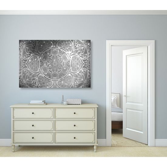 Obraz čiernobiela galaktická Mandala