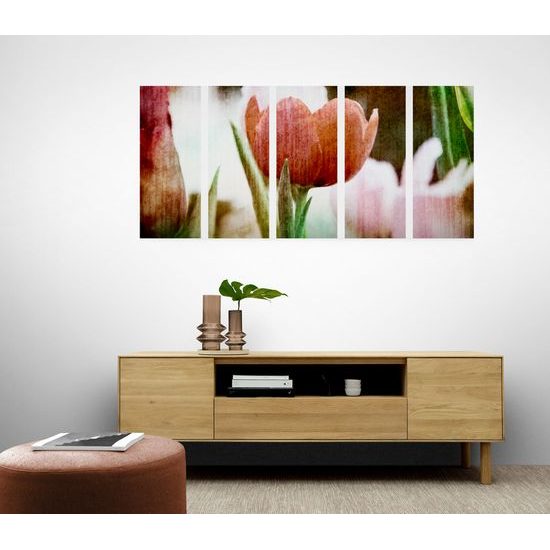 5-dielny obraz divý tulipán vo vintage štýle