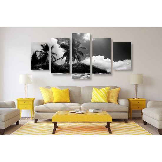 5-dielny obraz nádherné Seychely v čiernobielom prevedení