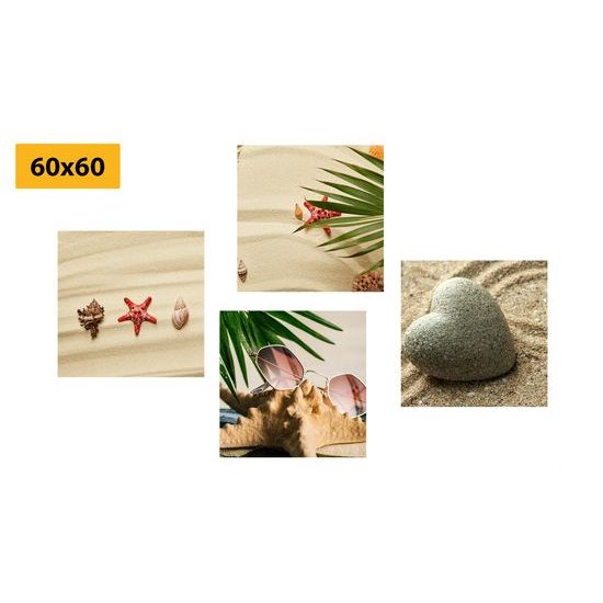 Set obrazov piesočná pláž plná mušlí