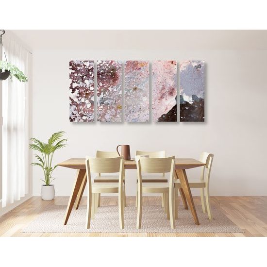5-dielny obraz nezvyčajná abstrakcia v jemných farbách