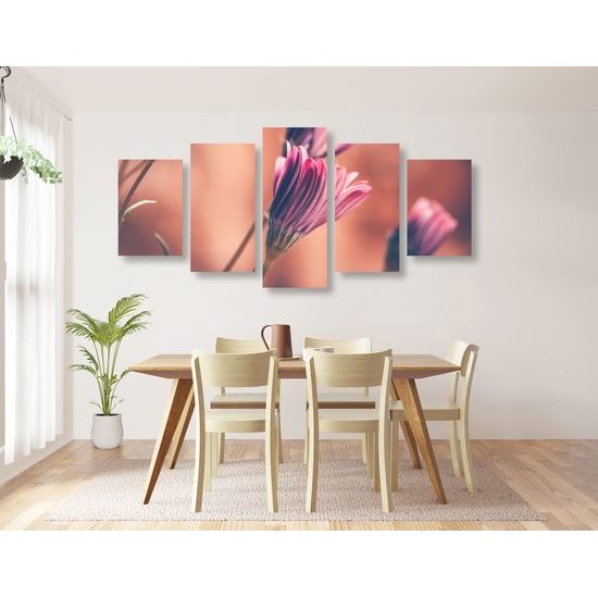 5-dielny obraz krásne ružové puky
