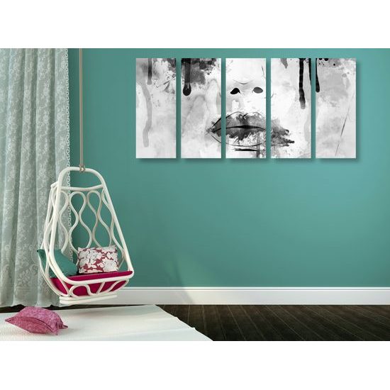 5-dielny obraz sila ženy v čiernobielom prevedení