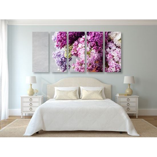 5-dielny obraz nádherný orgován v kvetináči