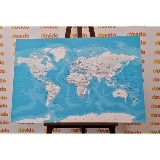 Obraz bielo-modrá mapa sveta