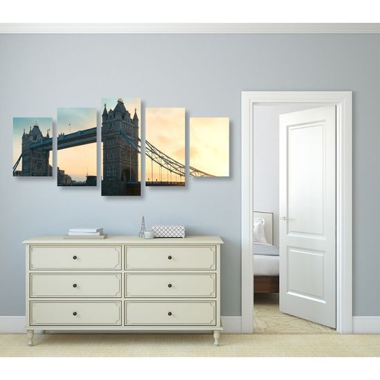 5-dielny obraz západ slnka nad kúzelným Londýnom