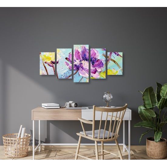 Obraz nádherná maľovaná abstrakcia kvetu pestrofarebnom prevedení