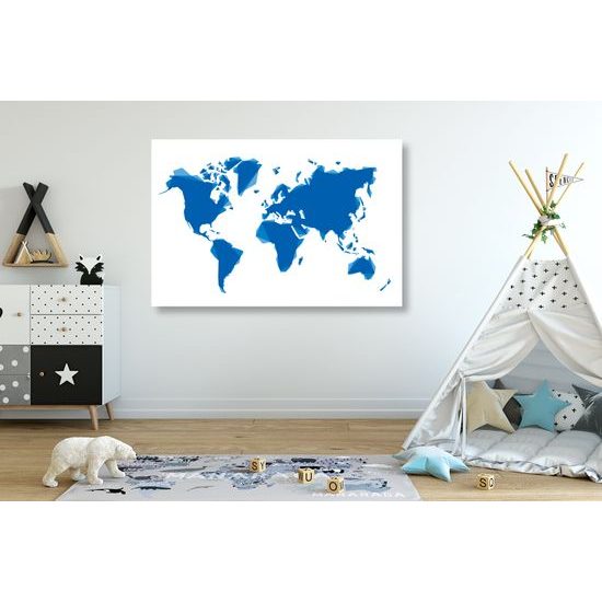 Obraz moderná mapa sveta v modrom prevedení