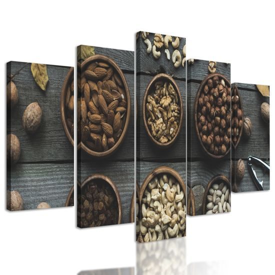 5-dielny obraz oriešky v miskách