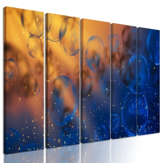 5-dielny obraz bublinky a nočná obloha
