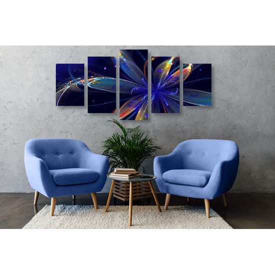 5-dielny obraz futuristická abstrakcia kvetiny