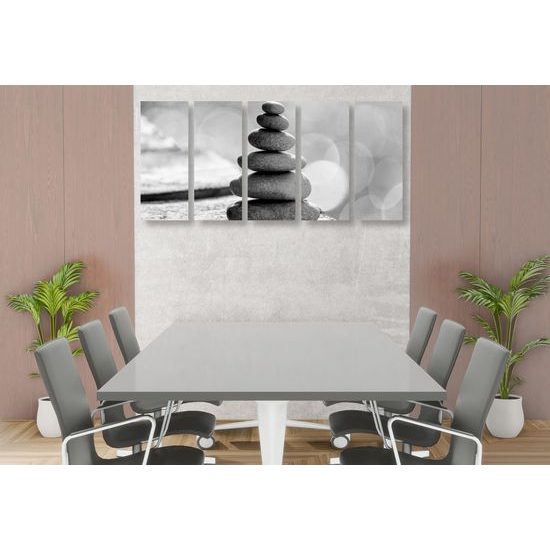 5-dielny obraz príroda v rovnováhe v čiernobielom prevedení