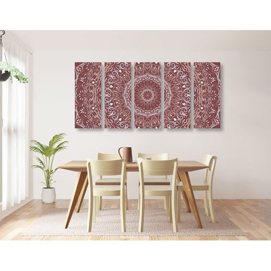 5-dielny obraz ukľudnujúca Mandala v ružovom prevedení
