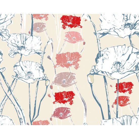 Samolepiaca tapeta nežné lúčne maky