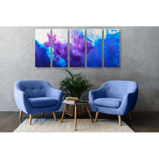 5-dielny obraz nádherná abstrakcia modrej a fialovej farby