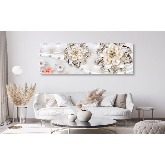 Obraz luxusné perly s kvetmi