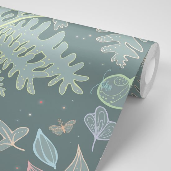 Tapeta listy paprade na zelenom pozadí