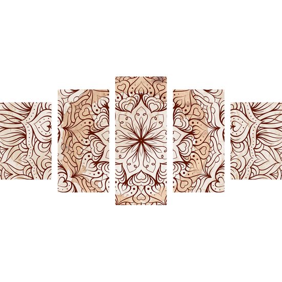 5-dielny obraz jemná abstrakcia kvetu