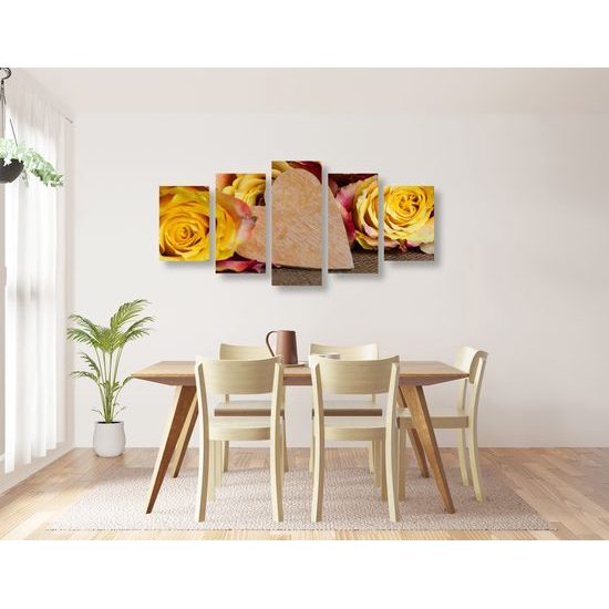 5-dielny obraz nádherné žlté ruže
