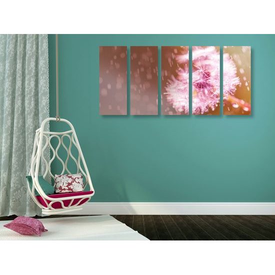 5-dielny obraz zaujimavá abstrakcia púpavy