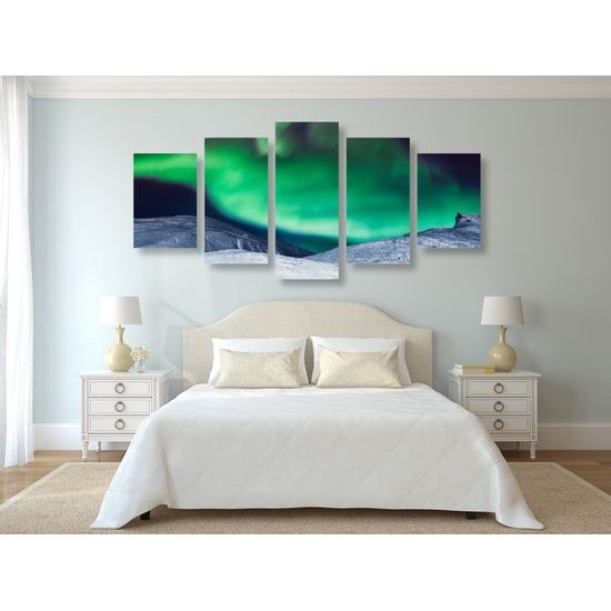 5-dielny obraz zelená polárna žiara