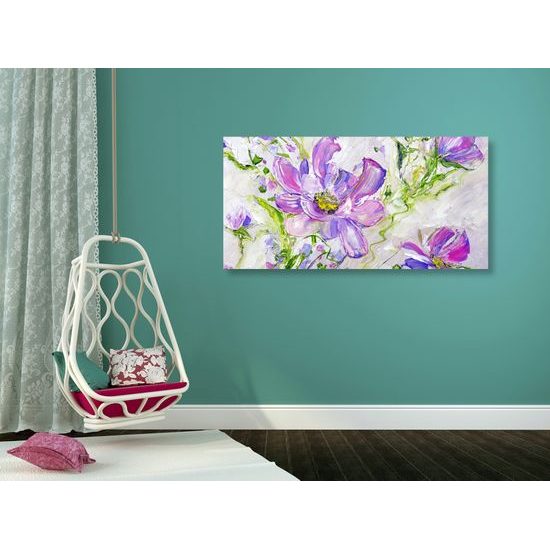 Obraz olejomaľba letných fialových kvetov