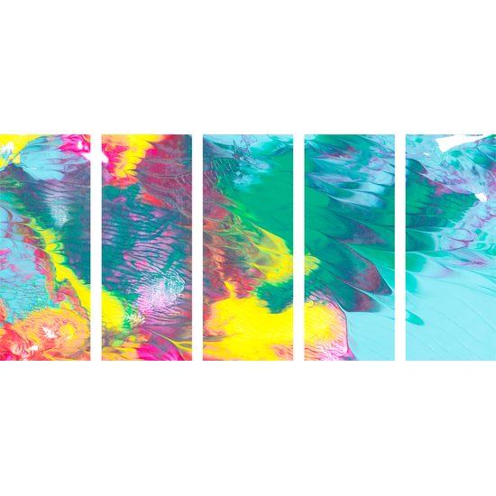 5-dielny obraz abstrakcia pastelových farieb