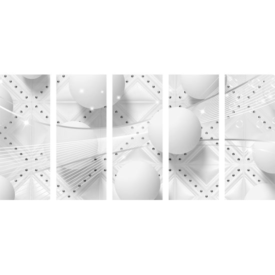 5-dielny obraz jemný luxus v čiernobielom prevedení