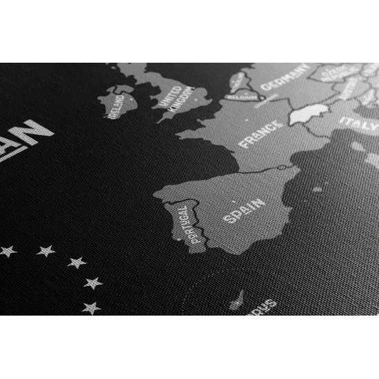 Obraz čiernobiela mapa Európskej únie v modernom prevedení