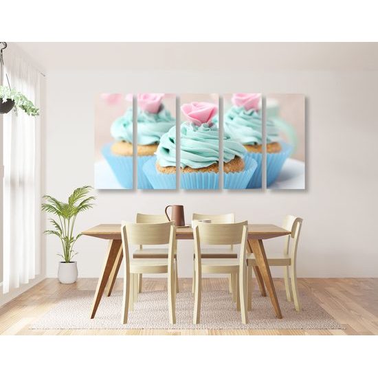 5-dielny obraz lahodné muffiny v pastelových farbách