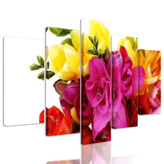 5-dielny obraz pestrofarebná kytica