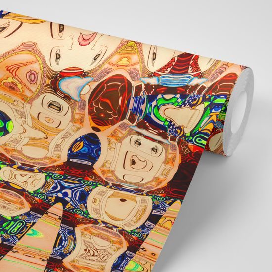 Samolepiaca tapeta farebná abstrakcia tvárí