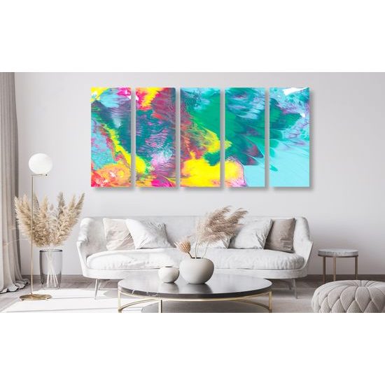 5-dielny obraz abstrakcia pastelových farieb
