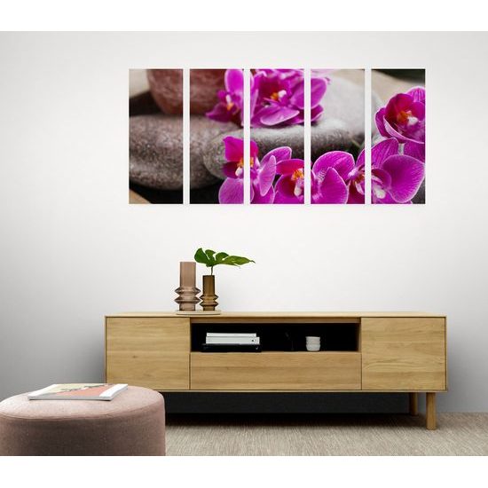 5-dielny obraz Feng Shui zátišie s orchideou