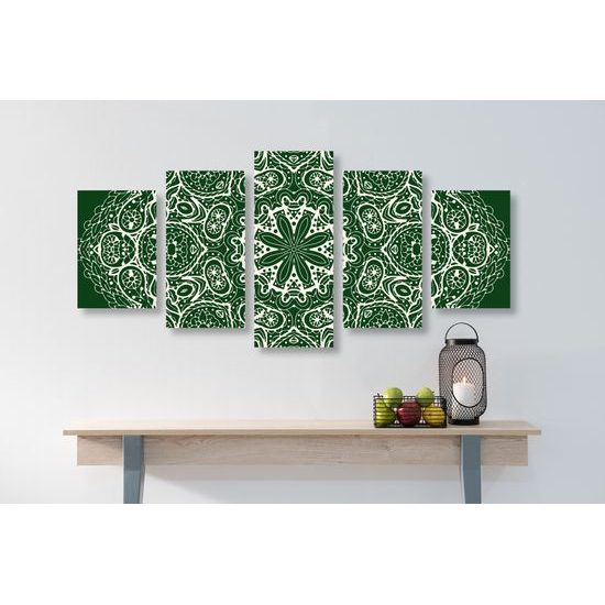5-dielny obraz Mandala v zelenom štýle