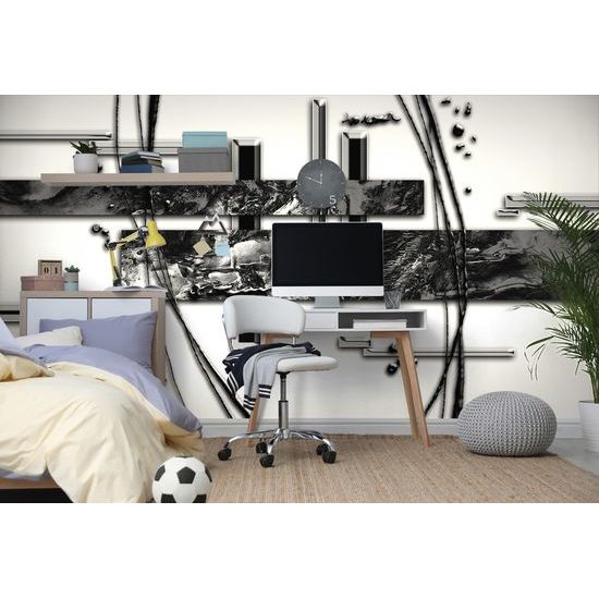 Tapeta čiernobiela elegancia abstrakcie