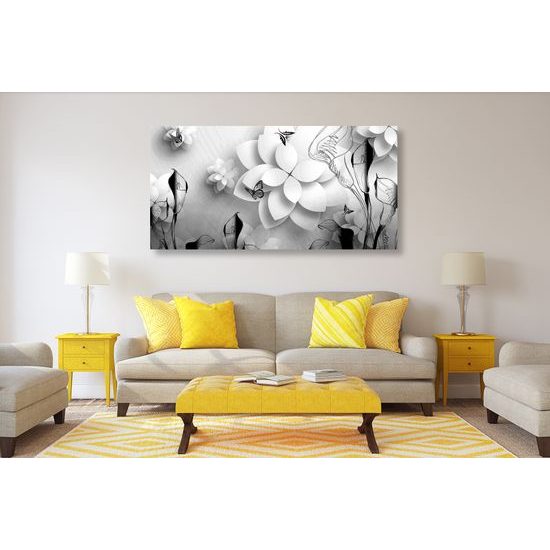Obraz abstrakt prírody v čiernobielom prevedení