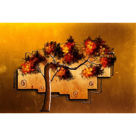 Samolepiaca tapeta nezvyčajný strom v etno štýle
