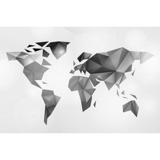 Obraz moderná mapa sveta tvorená origami v čiernobielom prevedení