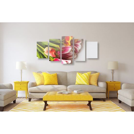 5-dielny obraz nádherne sfarbené tulipány