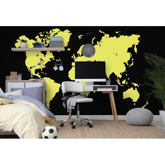 Samolepiaca tapeta žltá mapa sveta