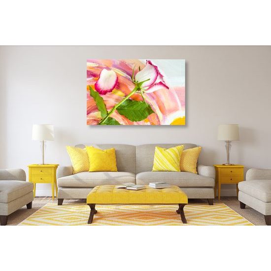 Obraz ruža s pestrofarebným pozadím