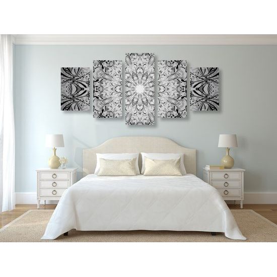 5-dielny obraz nádherná Mandala v modro-zelenom prevedení