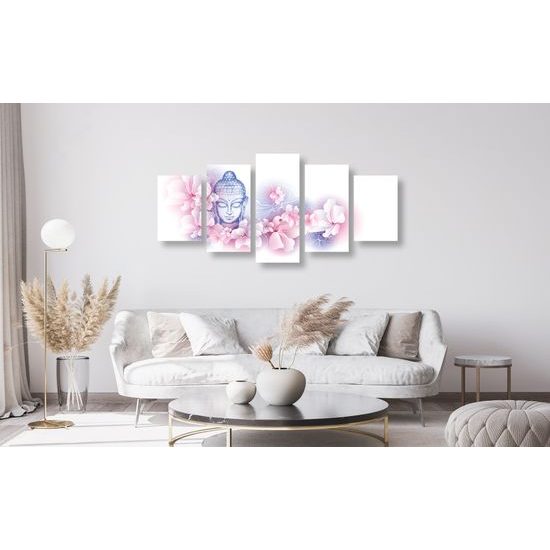 5-dielny obraz Budha v nežnom prevedení