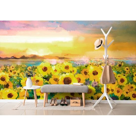 Samolepiaca tapeta pole plné slnečníc