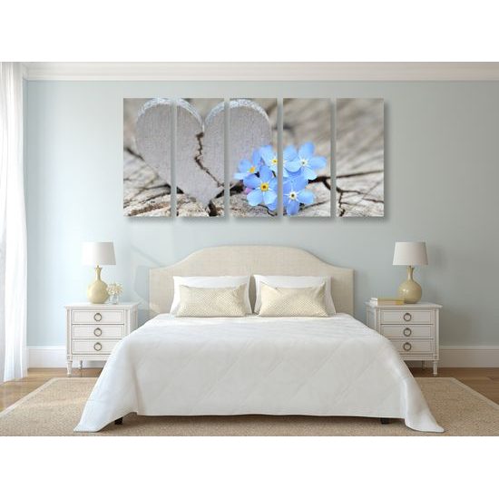 5-dielny obraz zlomené srdiečko