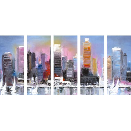 5-dielny obraz umelecká maľba moderného mesta