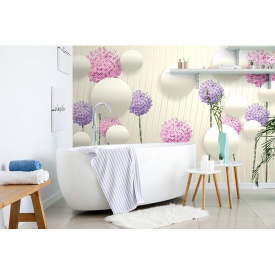 Samolepiaca tapeta farebné kvety s abstraktnými prvkami