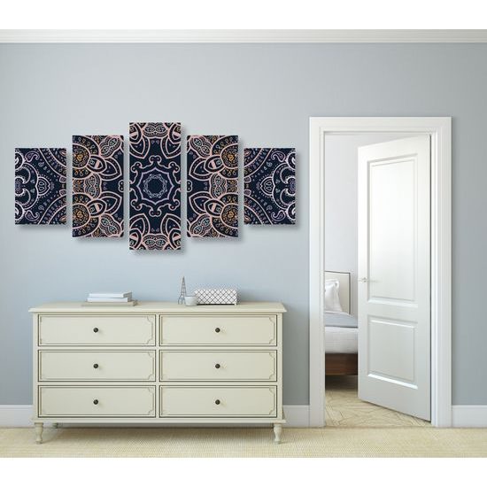 5-dielny obraz Mandala v indickom štýle